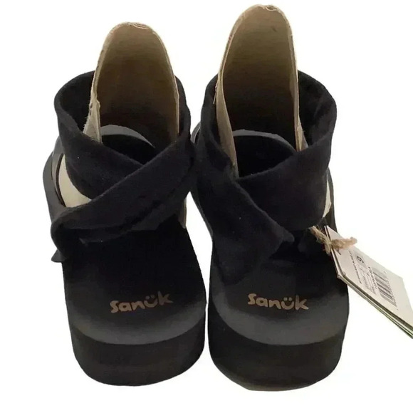 Sanuk Highland Sling ST Soft Top Womens 9 Black Platform Sandals Slip On NEW - Picture 5 of 12